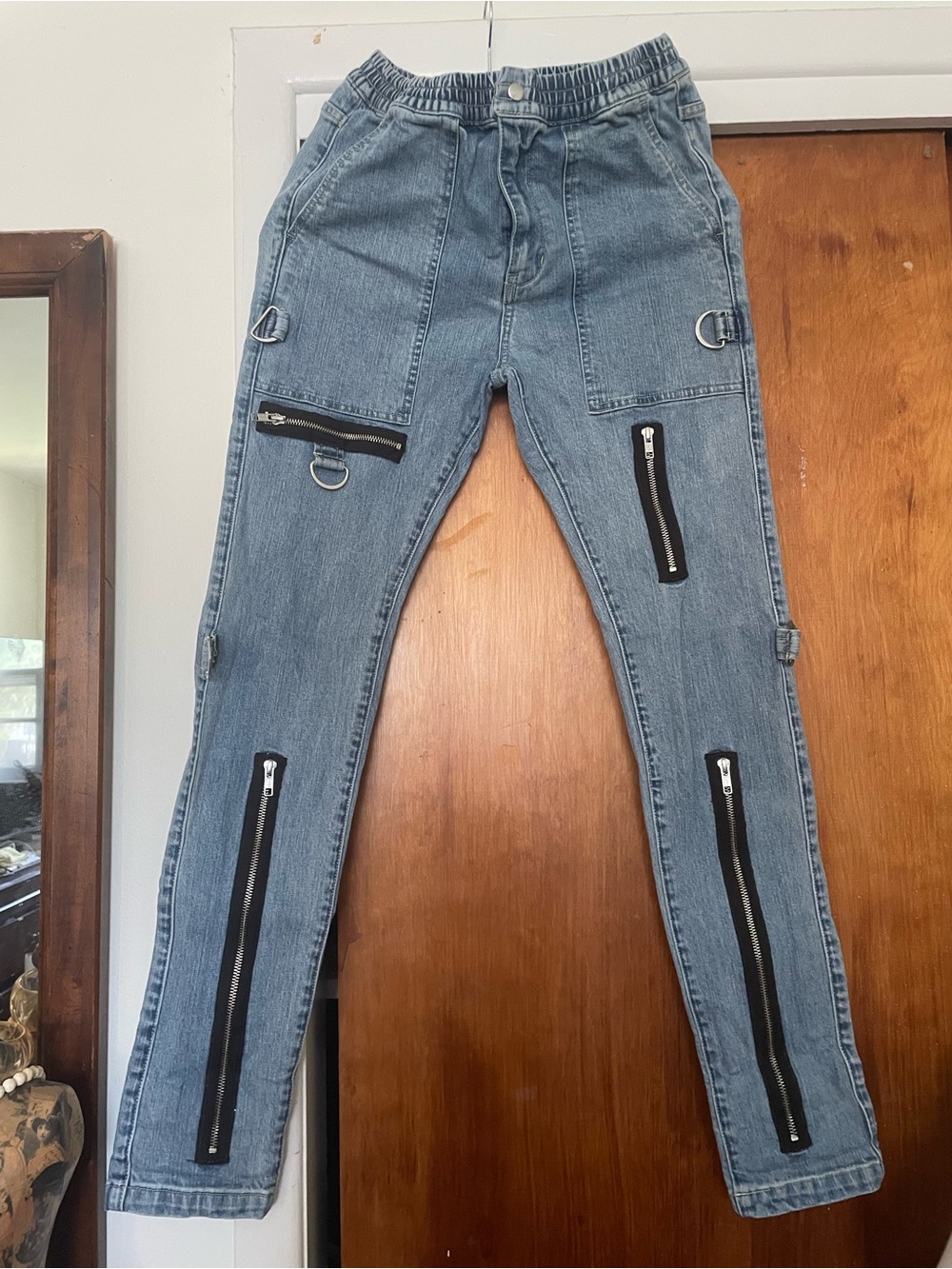 Denim Zipper skinny stretch jeans